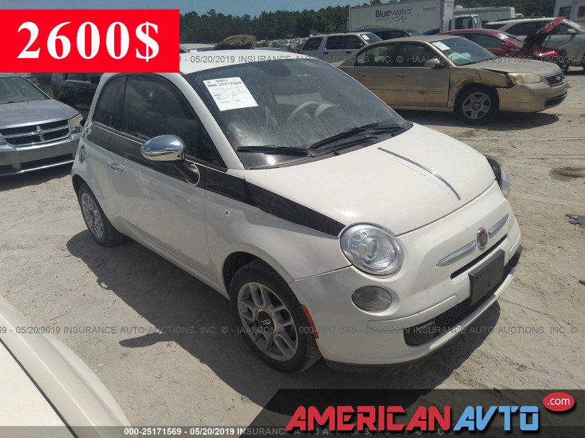 Купить белую бу FIAT 500 1.4 2015 года в США