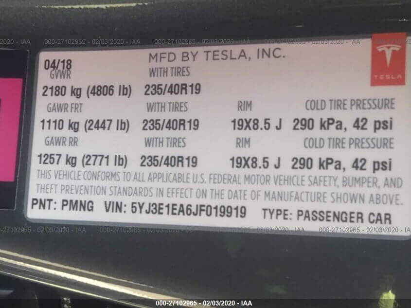 Купить TESLA MODEL S 2018 года в США